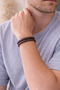 Brown Genuine Leather Men's Bracelet – Double Row Minimal Design with Steel Lock