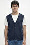Classic V-Neck Knitwear Vest - Navy Blue - Claret Red - 2