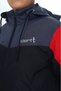 Boy's Stand Collar Hooded Zippered Pocketed Printed Color Block Woven Raincoat - - 3