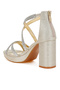 Women Rhinestones Embellished Strappy Sandals in Gold - 3