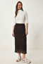Lined Summer Midi Lace Skirt Lcr0109 Brown - 2