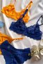 2-Piece Lace Bra Set Orange and Navy Blue Brazilian Panty Women's Lingerie Set Ms219 - 2