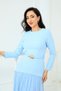 Üst Atlas Alt Chiffon Long Dress - Baby Blue - 4
