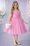 Girl's Candy Pink Skirt with Pearl Detail Wrap Collar Mini Simple Prom & Birthday Dress