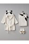 Unisex Raccoon Hooded Bathrobe Set - 100% Cotton - 2