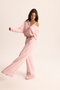 Tyon Stripe Detail Pink Hooded Crop Tracksuit Set - 3