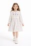Lilac Floral Print Embroidered Vest Girl's Muslin Dress 23579