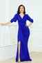 Glittery Fish Model Flywheel Detailed Evening Dress - Cobalt Blue