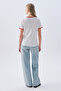 Women's White Ribbed Crew Neck T-Shirt - 2