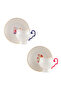 Lcw Home Mixed Blue Printed Porcelain Coffee Cup Set for 2 People 90 ml - 5