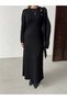 Leather Stone-Embellished Jacket and Long Dress Set - 7