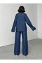 Women's Dark Blue Stylish Button Detailed Top and Bottom Denim Set - 6