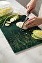 Tempered Glass Cutting Board - 25X35 cm Green Wildflower Patterned Hygienic Presentation Tray - 5