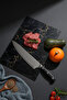 Tempered Glass Cutting Board 25X35 cm - Black Marble with Gold Veins Luxury Presentation Board - 4