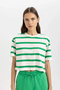 Boxy Fit Striped Crew Neck Short Sleeve T-Shirt C6199Ax24Sm - 4