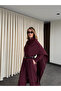 Burgundy Belted Shawl Collar Shirt and Pants Set - 8004 - 3