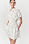 Short Sleeve Hollow Out Shirt Collar Slim Fit Mini Dress - 4