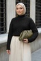 Braided Black Turtleneck Knit Sweater - 3