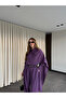 Purple Belted Shawl Collar Shirt and Pants Set - 8004 - 3