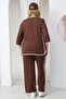 Large Size Stone Detailed Suit with Piping Detail - 8