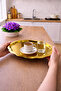 Ovaldi Gold Metal Serving Tray 25.5X19.5 cm |   Modern and Decorative Presentation Tray - 3