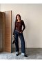 Women's Brown Boat Neck Long Sleeve Transparent Cashmere Fabric Blouse Rbb6000 - 6