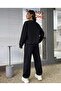 Bear with Black Glasses Printed Sweat Suit Set with Circular Neckline - 2
