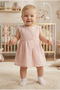 Baby Girl Dress Floral Pattern Lined Cotton Linen Blend Summer Dress - 2