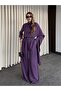 Purple Belted Shawl Collar Shirt and Pants Set - 8004