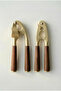 Set of 2 Acacia Handle Gold Garlic Crusher & Walnut Nutcracker - 4