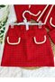 Red Tweed Jacket Skirt Set with Bag and Buckle - 3