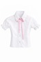 Girl's Pink Bow White Lace Shirt White Linen Skirt April 23 Show Outfits - 3