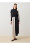 Modal Fabric Contrast Color Detail Hijab Dress - Black Stone - Black - - 2