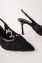 Aris Lace Detailed Pointed Toe Open Back Thin Heeled Women's Evening Dress Shoes - 2
