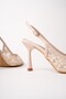 Aris Lace Detailed Pointed Toe Open Back Thin Heeled Women's Evening Dress Shoes - 3
