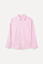Women's Pink Striped Oversize Single Pocket Long Sleeve Shirt - 5