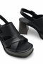 Women's Black Cross-Strap Patent Leather Belt Detailed Heeled Daily Comfortable Stylish Casual Sandals - 5