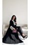 MWT1009 - عباية سوداء مع تدخيلة ابيض - 6