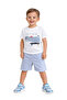 Boys' 2pcs Cute Hippo Print Round Neck T-Shirt and Shorts Set