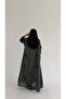 MWT1006 - عباية لنن مطرزة |Embroidered linen abaya - 2