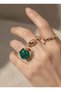 Brass Anti-Tarnish Jewelry Gold Color Green Beaded 3 Piece Ring Women's Ring Combination Set - 3