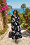 New Season Women's Long Sleeve Patterned Maxi Single Jersey Holiday Dress