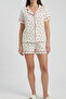 Cherry Ecru Ribbed Muslin Woven Shorts Pajama Set - 2