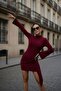 Women's Spanish Sleeve Draped Ornamental Buckle Mini Dress - 2