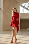 Women's Spanish Sleeve Draped Ornamental Buckle Mini Dress - 5
