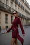 Women's Spanish Sleeve Draped Ornamental Buckle Mini Dress - 6