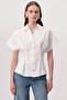 Shirt Collar Lace-Up Detailed Regular Fit Shirt with Fitted Waist