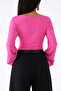Women's V-Neck Long-Sleeve Waist-Fitted Blouse - 3