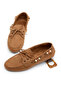 Women's Tan Comfortable Fit Beaded Detailed Daily Ballerinas - 4