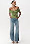 Off-The-Shoulder Slim Fit Knitted Blouse with Metal Buckle - 2